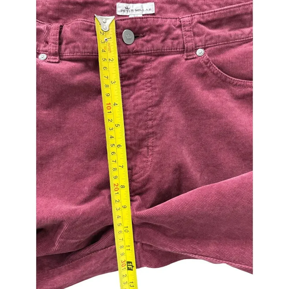 Peter Millar Men’s Corduroy Classic Fit Pants Burgundy Golf Luxury 5-pocket  36